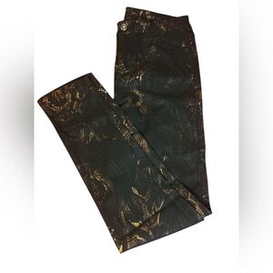 Metallic print stretch skinny jeans